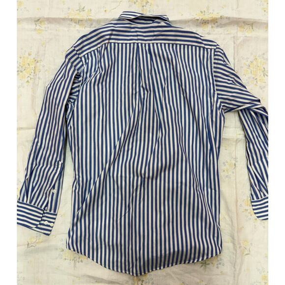 Geoffrey Beene Men’s Dress Shirt 16 32/33 Blue White Stripe Button Down Collar - Picture 3 of 16